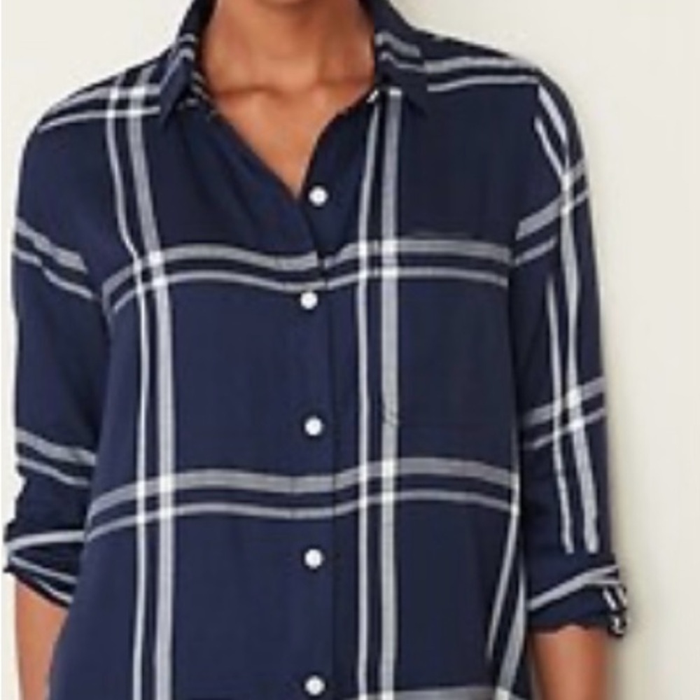 Old Navy ~ Plaid Button-Up Women's Tunic Top